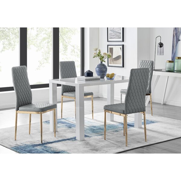 Small white best sale gloss dining table